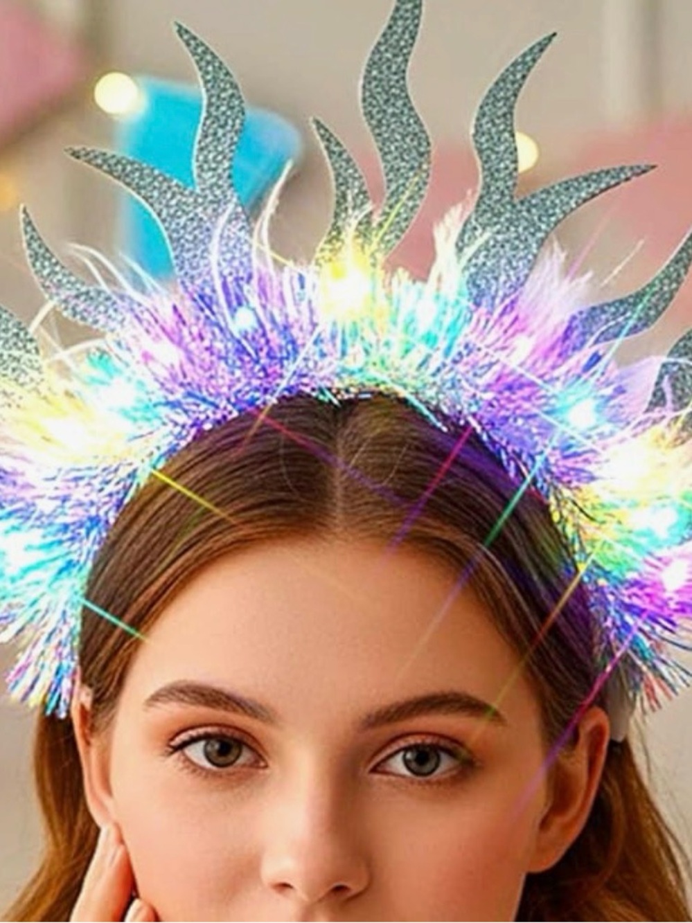 LED Tinsel Feather Glitter Party Headband - Multicolor 🔥💕